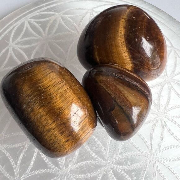 Tiger Eye Crystals Tumbled Stones Set of Three‎ (#1) - Picture 3 of 14